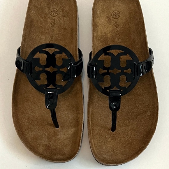 NIB Tory Burch Miller Cloud Patent Leather/Cork - Perfect Black, Size 8.5 - Picture 6 of 12